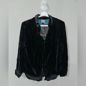 JADED GYPSY Black Velvet/Floral Interior Shirt Size‎ S/M